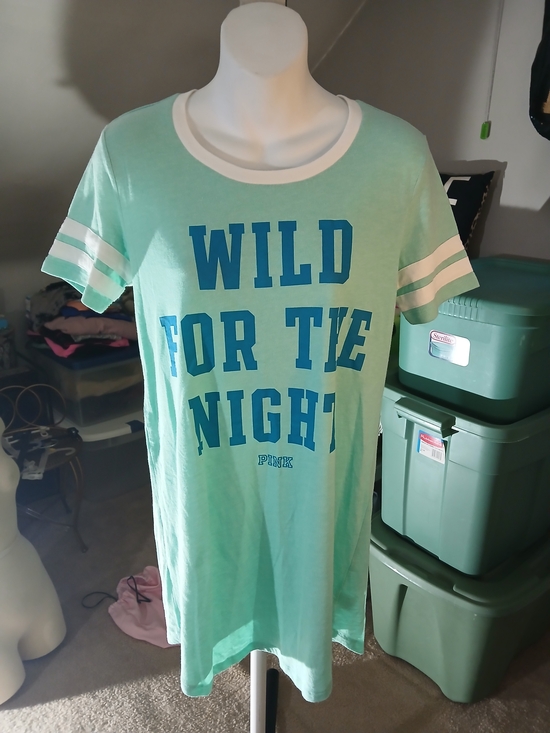 PINK Victoria's Secret Other - PINK Victoria's Secret Mint Green & Blue Graphic Long Sleep Tee XS New Condition